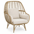 Garten Loungesessel mit Kissen PE Rattan und pulverbeschichtetem Stahl Korbsitz Natur Beige Schwarz 100 x 92 x 150 cm