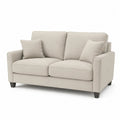 Zweisitzer-Sofa mit 2 Zierkissen 160 x 86 x 85 cm Polyestergewebe Kiefernholz rechteckig Beige Schwarz