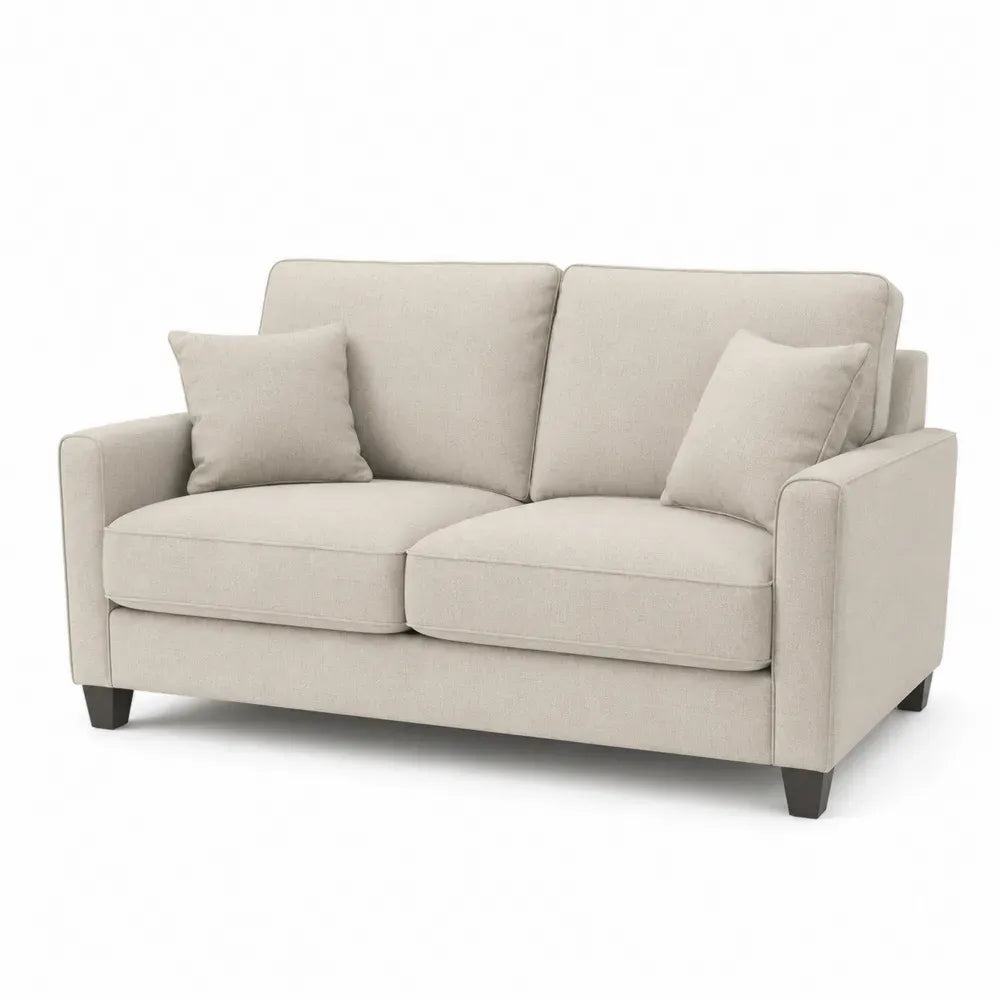 Zweisitzer-Sofa mit 2 Zierkissen 160 x 86 x 85 cm Polyestergewebe Kiefernholz rechteckig Beige Schwarz