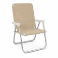 Klappbarer Gartenstuhl mit Armlehnen Aluminium PVC-beschichtetes Polyestergewebe Beige Silberfarben Weiß 56 x 61 x 82 cm