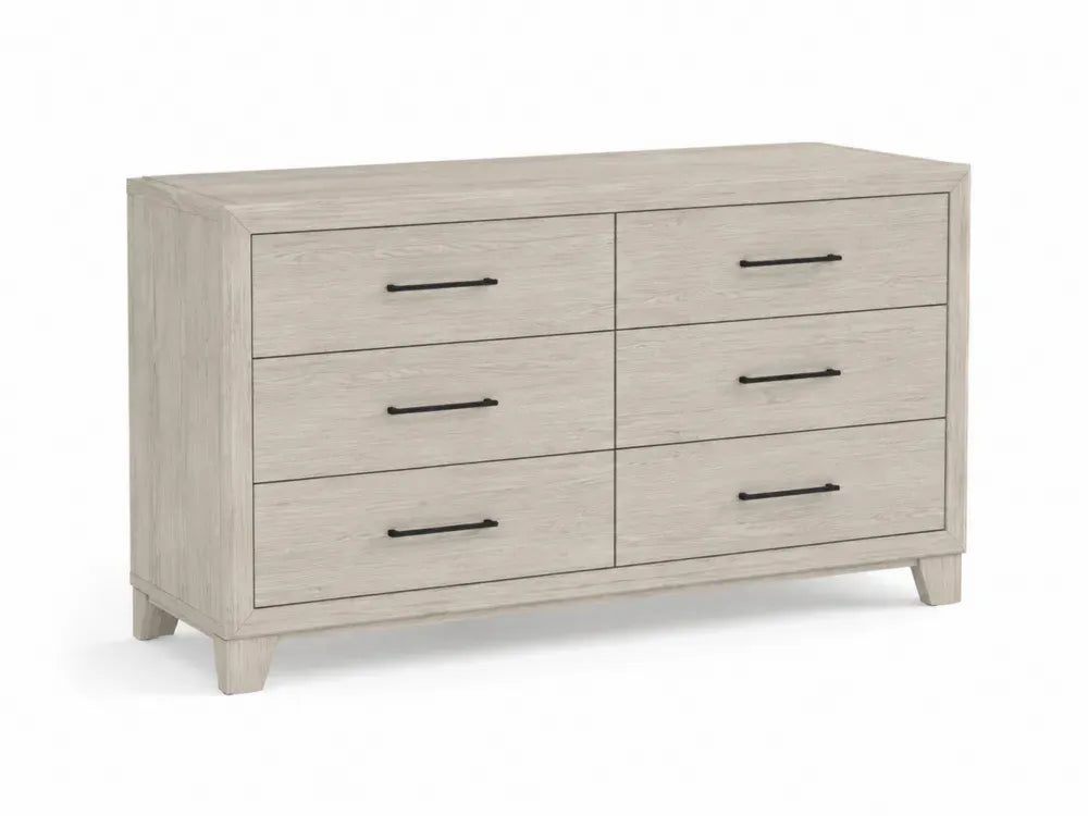 Kommode Schubladenkommode mit 6 Schubladen 140 x 40 x 80 cm melaminharzbeschichtete Spanplatte MDF rechteckig Eiche hell Schwarz