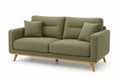 Zweisitzer Sofa mit 2 Zierkissen 170 x 84 x 85 cm Polyestergewebe Kiefernholz rechteckig Olivgrün Naturfarben
