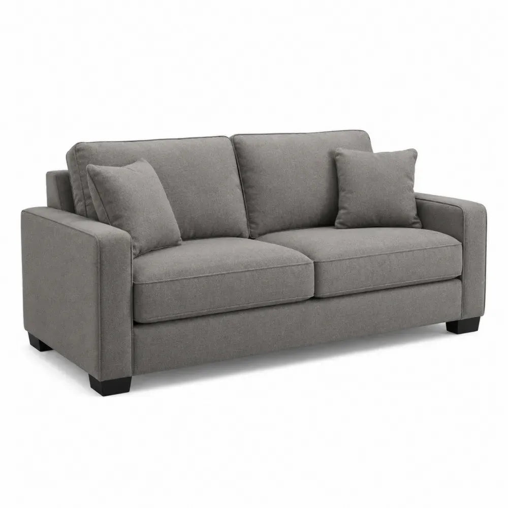 2-Sitzer Sofa mit Armlehnen und 2 Zierkissen Polyester Webstoff Kiefernholz rechteckig Grau Schwarz 165 x 88 x 85 cm