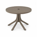 Runder Gartentisch aus Polypropylen Taupe Schwarz mit Sonnenschirmloch Ø 110 cm Höhe 74 cm