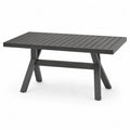 Rechteckiger Gartentisch aus pulverbeschichtetem Aluminium Anthrazit mit Lamellentischplatte 180 x 90 x 75 cm