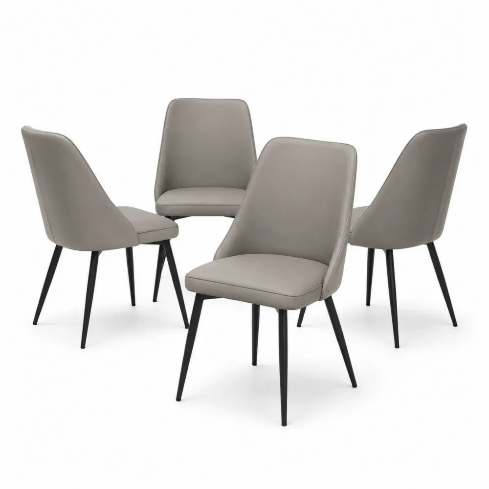 Esszimmerstühle 4er Set Polsterstühle PU Kunstleder Stahl rechteckig Taupegrau Schwarz 46 x 57 x 86 cm