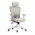 Bürostuhl Computerstuhl höhenverstellbar mit Kopfstütze Polyester Netzgewebe Polyamid Hellgrau Grau Weiß Schwarz 64 x 62 x 116 bis 126 cm