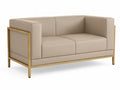 2-Sitzer Sofa 160 x 78 x 75 cm PU Kunstleder Stahl rechteckig Beige Goldfarben mit Armlehnen