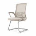 Bürostuhl Besucherstuhl Freischwinger mit Armlehnen 59 x 62 x 96 cm Polyesterbezug Polyester-Netzgewebe verchromter Stahl Beige Chromfarben Schwarz