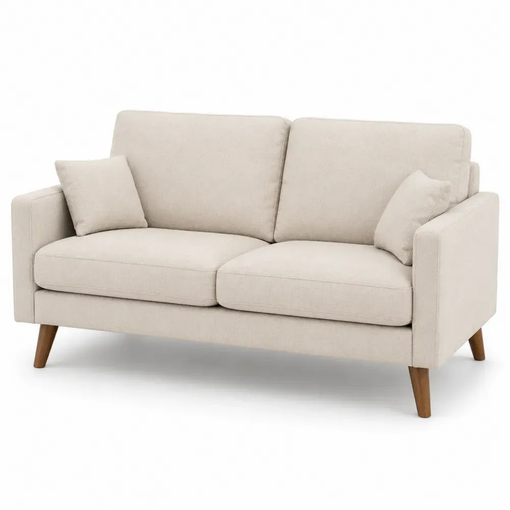 Zweisitzer-Sofa mit 2 Zierkissen 170 x 85 x 84 cm Polyestergewebe Kiefernholz rechteckig Beige Naturbraun
