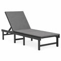 Verstellbare Gartenliege 200 x 65 x 98 cm aus pulverbeschichtetem Aluminium und PVC-beschichtetem Polyestergewebe rechteckig Schwarz Grau
