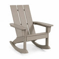 Gartenschaukelstuhl Adirondack mit Kufen und Armlehnen HDPE Kunststoff Taupe Silberfarben 78 x 92 x 101 cm
