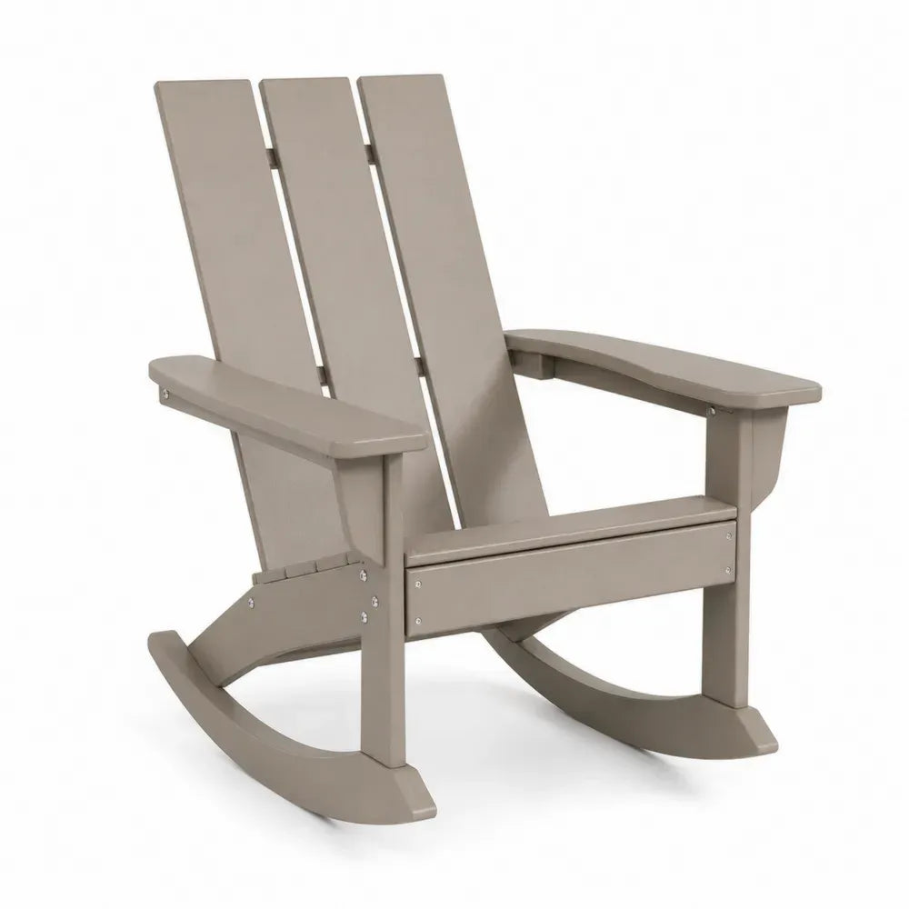 Gartenschaukelstuhl Adirondack mit Kufen und Armlehnen HDPE Kunststoff Taupe Silberfarben 78 x 92 x 101 cm