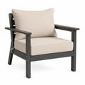 Gartensessel mit Armlehnen und Kissen 78 x 75 x 80 cm aus pulverbeschichtetem Aluminium und Polyester Schwarz Beige