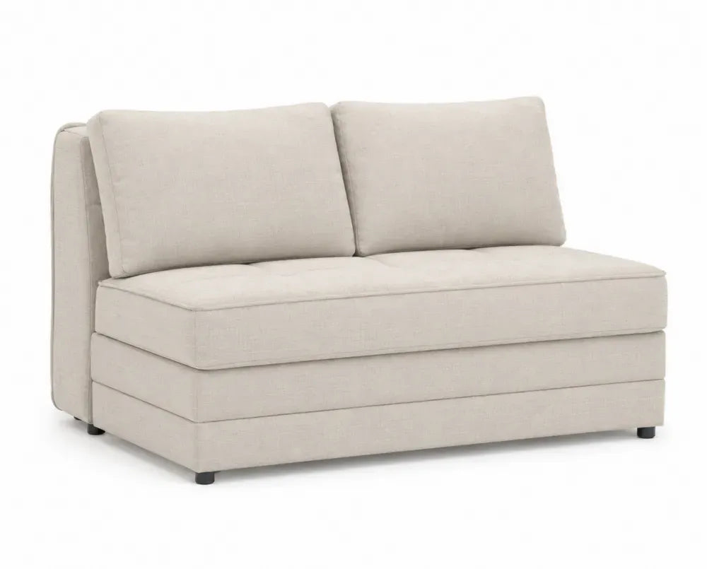 Zweisitzer-Sofa ohne Armlehnen mit 2 Rückenkissen 150 x 82 x 80 cm Polyestergewebe Kiefernholz rechteckig Beige Schwarz