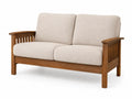 2-Sitzer Sofa 140 x 78 x 84 cm Polyester Webstoff Kautschukholz rechteckig Beige Braun mit Armlehnen