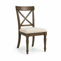 Esszimmerstuhl Küchenstuhl mit Polstersitz Kautschukholz Polyester Leinen Mischgewebe Kreuzlehne Beige Braun 47 x 55 x 96 cm